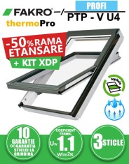Fereastra mansarda FAKRO PTP-V U4, din PVC, 3 sticle