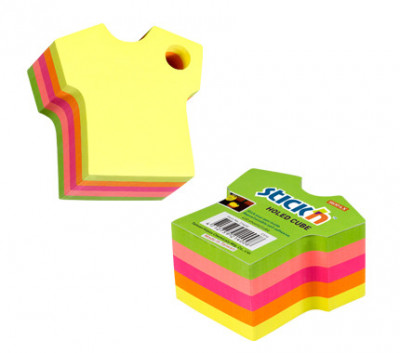 Notes Autoadeziv Die-cut - Tricou, 70 X 70 Mm, 400 File, Stick&amp;quot;n - 5 Culori Fluorescente foto