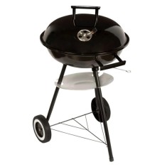 Gratar pe carbuni MasterGrill MG913, 42 cm, Otel emailat, Manere lemn, Polita inferioara, 2 roti, Negru/inox foto