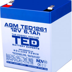 Acumulator AGM VRLA 12V 6.1Ah plumb acid 90x70x98 mm F2 terminal TED Battery Expert Holland