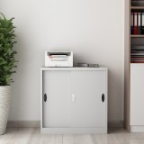 Dulap birou, en.casa, Rieti, 90 x 40 x 90 cm, otel, gri deschis, cu 2 usi culisante HausGarden Leisure