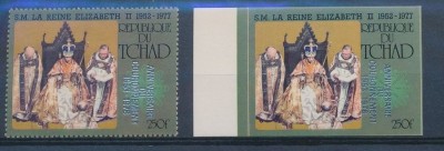 Chad 1978 Elizabeth II jubilee perf+imperf sets overprint silver MNH U.107 foto