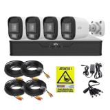 Kit supraveghere 4 mini camere Uniview, 5MP, ColorHunter, 5MP 2K+, Lumina Alba 20m, Vedere color pe timp de noapte, DVR 4 canale, Accesorii montaj, Vi