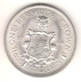Bermuda One Crown 1964 Argint AUNC - Moneda Straine Argint, Colectie Numismatica