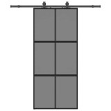 Cumpara ieftin Usa glisanta cu set feronerie neagra 90x205cm sticla securizata