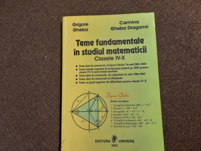 Grigore Gheba - Teme fundamentale in studiul matematicii. Clasele IV-X 2003 foto