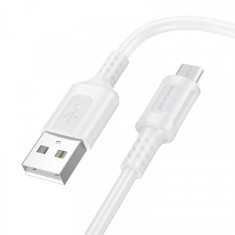 Cablu Date si Incarcare USB-A - microUSB Borofone BX111 Feliz, 18W, 1m, Alb