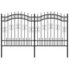 Gard de gradina cu varf tip sulita, negru, 240x125 cm, otel vopsit in camp electrostatic