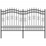 Cumpara ieftin Gard de gradina cu varf tip sulita, negru, 240x125 cm, otel vopsit in camp electrostatic
