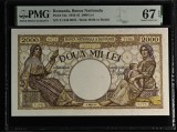2000 lei 1943 PMG67 UNC bancnota gradata