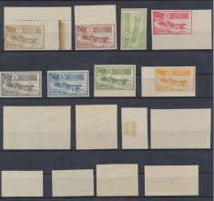 ROMANIA 1903 Caisori serie de 8 timbre nedantelate falsuri vechi belgiene