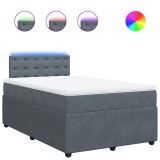 Cumpara ieftin Pat box spring cu saltea, gri inchis, 120x200 cm, catifea