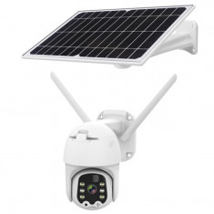 Camera de exterior Kruger Matz Connect C100, Wi fi, compatibil cu aplicatia Tuya, panou solar