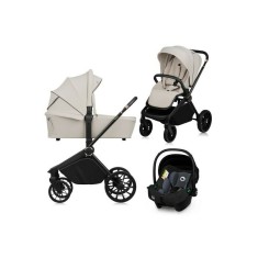 Carucior 3 in 1 Lionelo Mika Plus Bej, cadru aluminiu, landou, scoica ADAC, pana la 22 kg