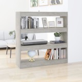 VidaXL Bibliotecă/Separator cameră, gri beton, 100x30x103 cm