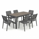 Deco Lyon Prime 6+1 set de mobilier de grădină nuc-grafit