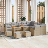 VidaXL Set de canapele pentru grădină cu pernă 13 pcs Bej Rattan poli