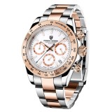 Ceas Bărbați Pagani Design PD-1644 Alb Bicolor, Chronograph VK63, 40mm, Sticlă Safir, Argintiu &amp; Rose Gold Elegant