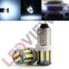 Bec BA9S cu 10 led SMD 7014 - Alb foto