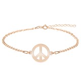 Peace - Bratara personalizata semnul pacii din argint 925 placat cu aur roz