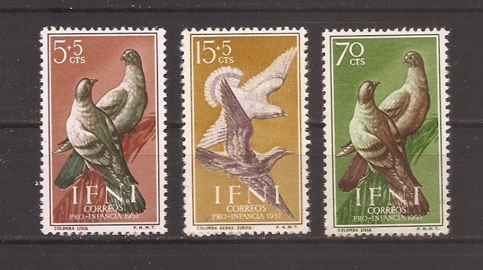 IFNI 1957 - Pentru protecția a copilului - Porumbei, MNH