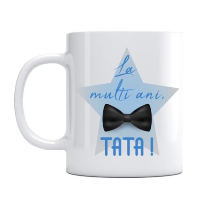 Cana alba personalizata pentru ziua de nastere a tatalui, ceramica, INOVATIX&reg;. 330 ml