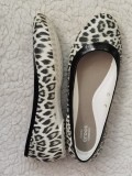 BALERINI FETE CROCS LINA FLAT LEOPARD WHITE BLACK PANTOFI FETITE