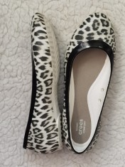 BALERINI FETE CROCS LINA FLAT LEOPARD WHITE BLACK PANTOFI FETITE