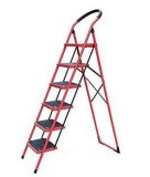 Scara metalica cu 6 trepte late, rosie / 3896-1