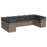 Cumpara ieftin Set mobilier de gradina cu perne, 10 piese, gri, poliratan