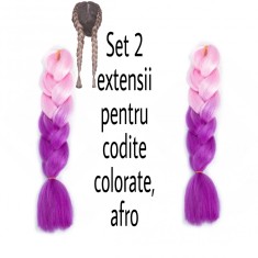 Set 2 Codite, par colorat, extensii impletit, cozi afro foto