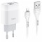 Incarcator Retea cu cablu Lightning HOCO C73, 2 X USB, 2.4A, Alb