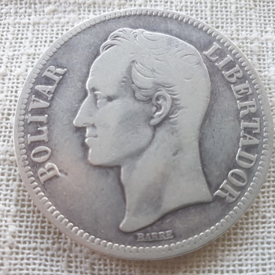 Venezuela 5 Bolivar 1924 argint foto