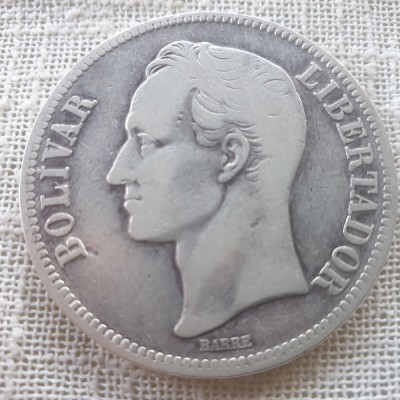Venezuela 5 Bolivares 1924 argint foto
