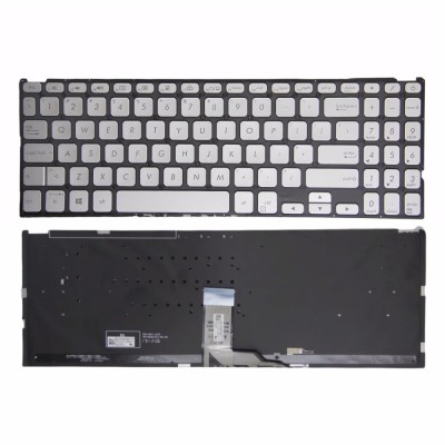 Tastatura Laptop, Asus, VivoBook 15 F512, F512D, F512DA, F512F, F512FA, F512FJ, F512U, F512UA, F512FJ, F512JA, F512JP, iluminata, argintie, layout US foto