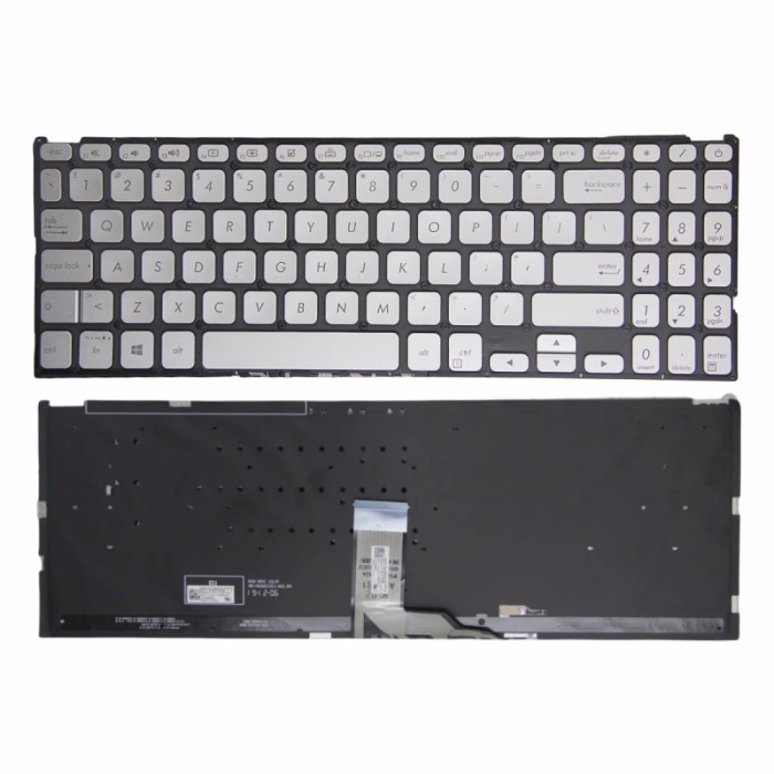 Tastatura Laptop, Asus, VivoBook 15 F512, F512D, F512DA, F512F, F512FA, F512FJ, F512U, F512UA, F512FJ, F512JA, F512JP, iluminata, argintie, layout US