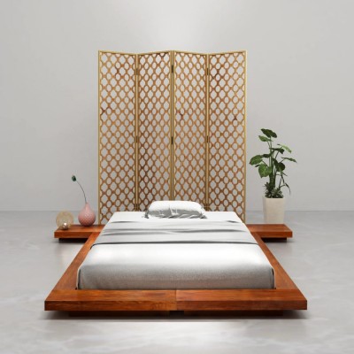 Cadru pat futon, stil japonez, 100 x 200 cm, lemn masiv acacia foto