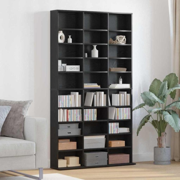 vidaXL Dulap pentru CD-uri cu raft Stejar negru 101 x 23 x 177.5 cm 3329339