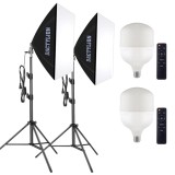 Cumpara ieftin Kit 2 softboxuri 70x50 cm, 2 becuri LED 150W 2700K-7500K, telecomanda control, stative reglabile 200 cm