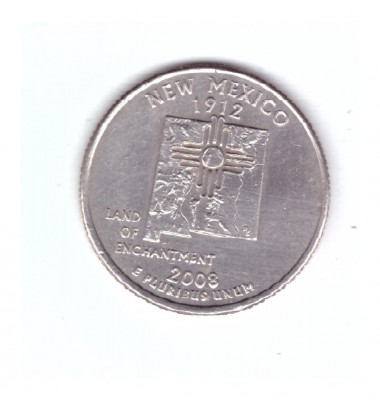 Moneda SUA 25 centi/quarter dollar 2008 P, New Mexico 1912, stare foarte buna foto