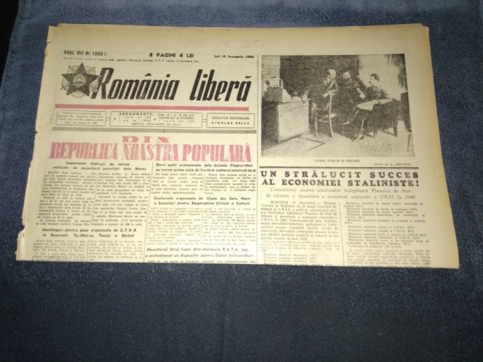 ZIARUL ROMANIA LIBERA 19 IANUARIE 1950