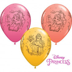 Baloane latex 11&amp;quot; inscriptionate Printese Disney - Belle, Qualatex 46759, set 25 bucati foto