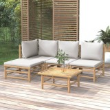 Cumpara ieftin Gossi set mobilier de gradina cu perne gri deschis, 5 piese, bambus