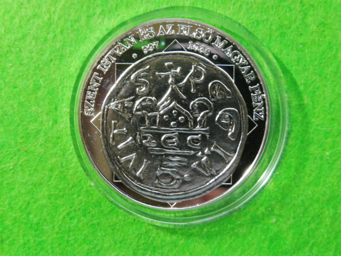 Ungaria - Sf&acirc;ntul Ștefan și primii bani maghiari 997-1038 - Medalie Argint (232)