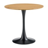 Cumpara ieftin Masa rotunda sufragerie mdf infoliat stejar metal negru Reventon 80x74 cm