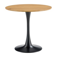 Masa rotunda sufragerie mdf infoliat stejar metal negru Reventon 80x74 cm