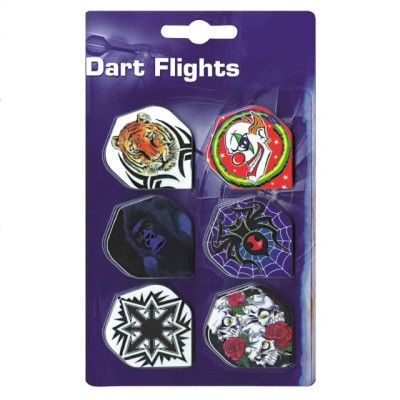 Set aripioare pentru sageti darts, plastic, 6 desene, 18 bucati foto