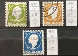 Lot 3 Timbre Clasice Islanda 1911 - Centenarul J&oacute;n Sigur&eth;sson, 1e, 3a, 4a (Mi. 63-65) - Ștampilate -A70