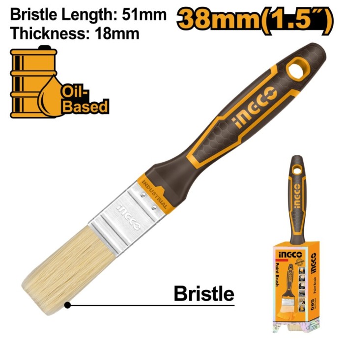 Pensula 38 mm cu maner cauciucat, pentru vopsit si finisaje - Ingco CHPTB8715