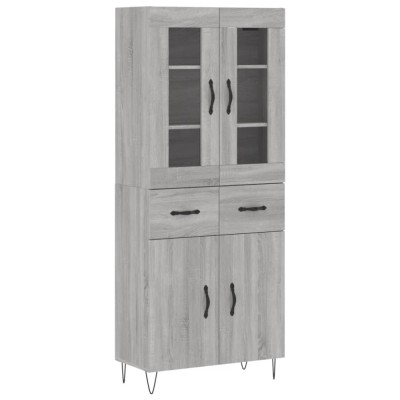 Dulap inalt, gri sonoma, 69,5x34x180 cm, lemn compozit foto
